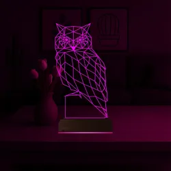 Baykuş Polygonal 3D Lamba - Masa Gece Lambası