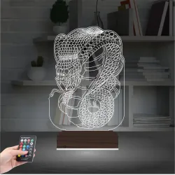 Yılan Tattoo Tato Tasarım 3D Lamba - Masa Gece Lambası