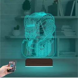 Yılan Tattoo Tato Tasarım 3D Lamba - Masa Gece Lambası