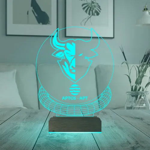 Crypto Aptos Apt Coin Kripto Finans 3D Lamba - Masa Gece Lambası