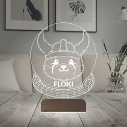 Crypto Floki Coin Kripto Finans 3D Lamba - Masa Gece Lambası