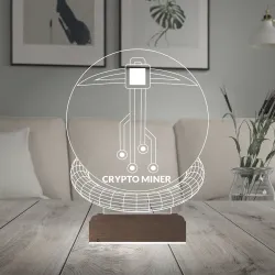 Crypto Miner Mining Madenci Kripto Finans 3D Lamba - Masa Gece Lambası