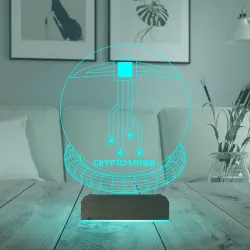 Crypto Miner Mining Madenci Kripto Finans 3D Lamba - Masa Gece Lambası