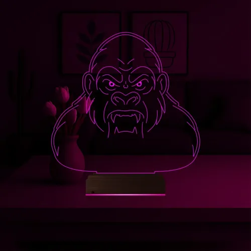 Goril Gorilla 3D Lamba - Masa Gece Lambası
