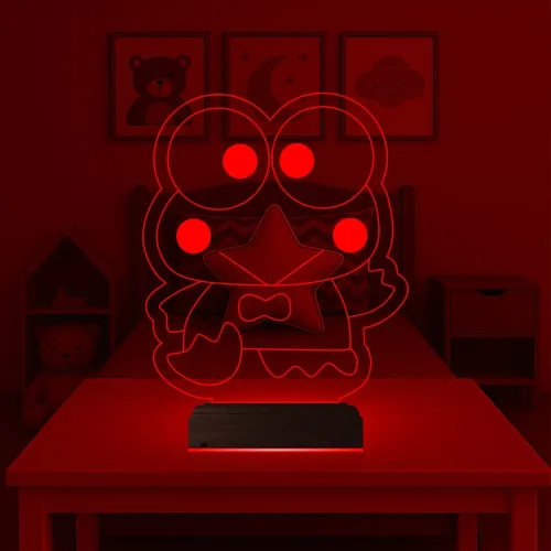 Çocuk Odası Kurbağa Çizgi Film 3D Lamba - Masa Gece Lambası