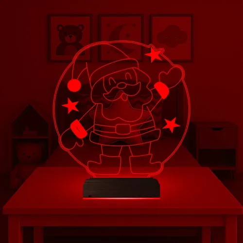 Çocuk Odası Noel Baba Yılbaşı Hediyesi 3D Lamba - Masa Gece Lambası