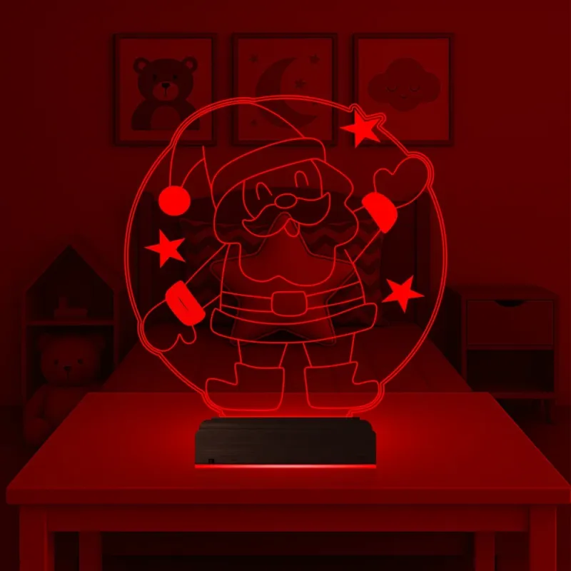 Çocuk Odası Noel Baba Yılbaşı Hediyesi 3D Lamba - Masa Gece Lambası