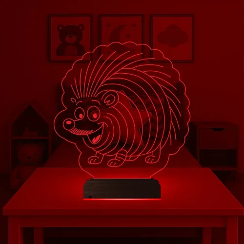 Kirpi Tasarım 3D Lamba - Masa Gece Lambası