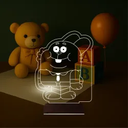 Çocuk Odası Çizgi Film Tavşan 3D Lamba - Masa Gece Lambası