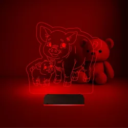 Çocuk Odası Domuz Yavru Domuz 3D Lamba - Masa Gece Lambası