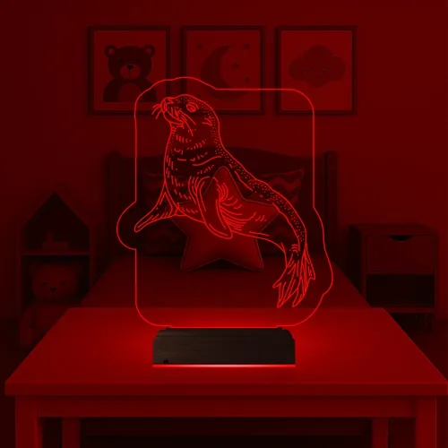 Çocuk Odası Fok 3D Lamba - Masa Gece Lambası