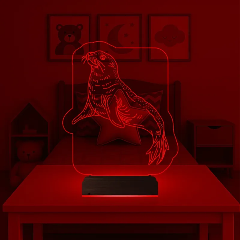 Çocuk Odası Fok 3D Lamba - Masa Gece Lambası