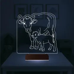 Çocuk Odası İnek İnek Yavrusu 3D Lamba - Masa Gece Lambası