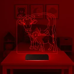 Çocuk Odası İnek İnek Yavrusu 3D Lamba - Masa Gece Lambası