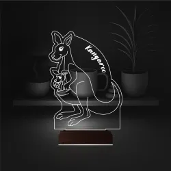 Çocuk Odası Kanguru Yavru Kanguru 3D Lamba - Masa Gece Lambası