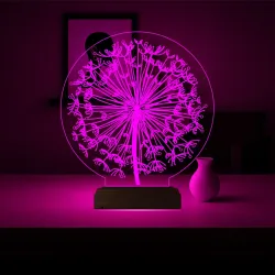 Dekoratif Karahindiba Tasarım 3D Lamba - Masa Gece Lambası