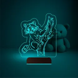 Çocuk Odası Rakun 3D Lamba - Masa Gece Lambası