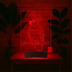 Kakadu Papağan Pet Shop 3D Lamba - Masa Gece Lambası