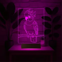 Kakadu Papağan Pet Shop 3D Lamba - Masa Gece Lambası
