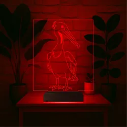 Dekoratif Pelikan Kuş 3D Lamba - Masa Gece Lambası