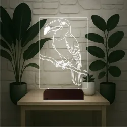 Dekoratif Tukan Kuşu 3D Lamba - Masa Gece Lambası