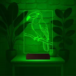 Dekoratif Tukan Kuşu 3D Lamba - Masa Gece Lambası
