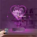Kalp Sevgiliye Hediye V1 Fotoğraflı Saatli 3D Lamba - Masa Gece Lambası