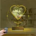 Kalp Sevgiliye Hediye V1 Fotoğraflı Saatli 3D Lamba - Masa Gece Lambası