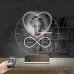 Kalp Sevgiliye Hediye V2 Fotoğraflı Saatli 3D Lamba - Masa Gece Lambası