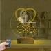 Kalp Sevgiliye Hediye V2 Fotoğraflı Saatli 3D Lamba - Masa Gece Lambası