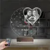 Kalp Sevgiliye Hediye V3 Fotoğraflı Saatli 3D Lamba - Masa Gece Lambası