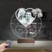 Kalp Sevgiliye Hediye V4 Fotoğraflı Saatli 3D Lamba - Masa Gece Lambası