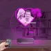 Kalp Sevgiliye Hediye V4 Fotoğraflı Saatli 3D Lamba - Masa Gece Lambası