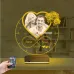 Kalp Sevgiliye Hediye V4 Fotoğraflı Saatli 3D Lamba - Masa Gece Lambası