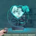 Kalp Sevgiliye Hediye V4 Fotoğraflı Saatli 3D Lamba - Masa Gece Lambası