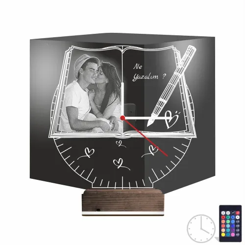 Doğum Günü Hediyesi Fotoğraflı Saatli 3D Lamba - Masa Gece L…