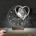 Kalp Sevgiliye Hediye V7 Fotoğraflı Saatli 3D Lamba - Masa Gece Lambası
