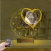 Kalp Sevgiliye Hediye V7 Fotoğraflı Saatli 3D Lamba - Masa Gece Lambası