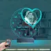 Kalp Sevgiliye Hediye V7 Fotoğraflı Saatli 3D Lamba - Masa Gece Lambası