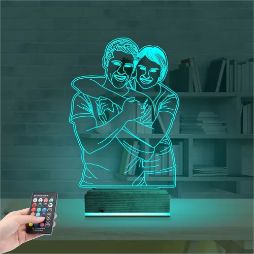 Çizim Kişiye Özel Fotoğraflı 3D Lamba - Masa Gece Lambası