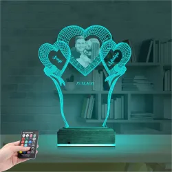 Kalp Sevgiliye Hediye Fotoğraflı 3D Lamba - Masa Gece Lambası