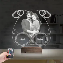 Kalp Sevgiliye Hediye Fotoğraflı 3D Lamba - Masa Gece Lambası