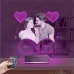 Kalp Sevgiliye Hediye Fotoğraflı 3D Lamba - Masa Gece Lambası