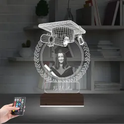 Mezuniyet Hediyesi Öğrenciye Hediye Fotoğraflı 3D Lamba - Masa Gece Lambası