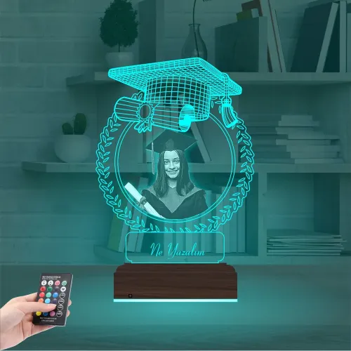 Mezuniyet Hediyesi Öğrenciye Hediye Fotoğraflı 3D Lamba - Ma…