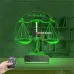 Avukat Hukuk Terazi Kişiye Özel Saatli 3D Lamba - Masa Gece Lambası