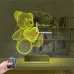 Kalp Ayıcık Kişiye Özel Saatli 3D Lamba - Masa Gece Lambası