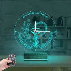 Eczane Eczacı Hediye Kişiye Özel Saatli 3D Lamba - Masa Gece Lambası
