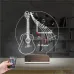 Gitar Müzik Nota Kişiye Özel Saatli 3D Lamba - Masa Gece Lambası