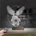 Kartal Futbol Taraftar Kişiye Özel Saatli 3D Lamba - Masa Gece Lambası